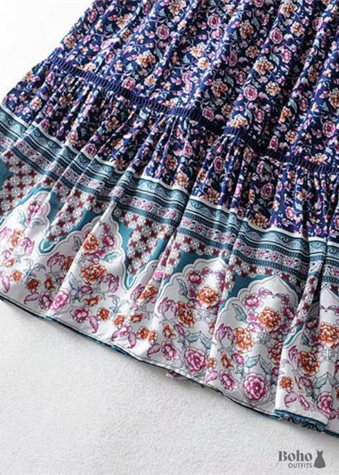 Faldas bohemias con estampado floral rosa violeta para mujer