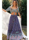Faldas bohemias con estampado floral rosa violeta para mujer
