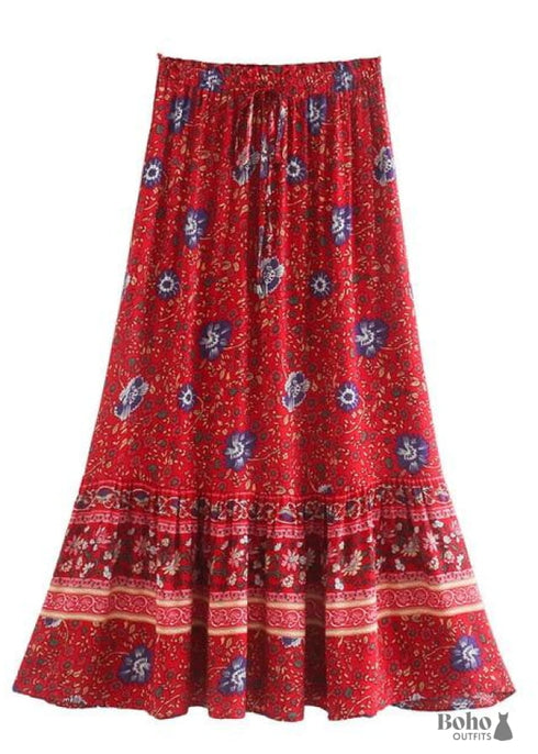 Boho Skirts in Flower in Red and Navy For Women