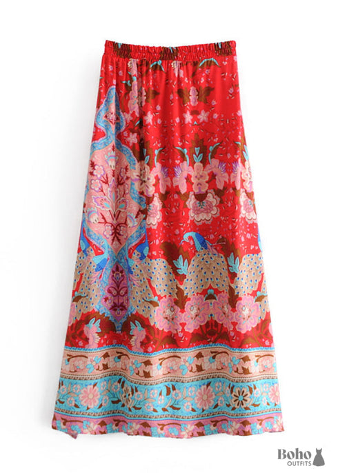 Faldas bohemias en Chakra del Corazón en Rojo Esme para mujer