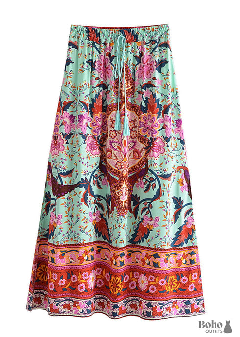 Boho Skirts in Heart Chakra in Green For Women