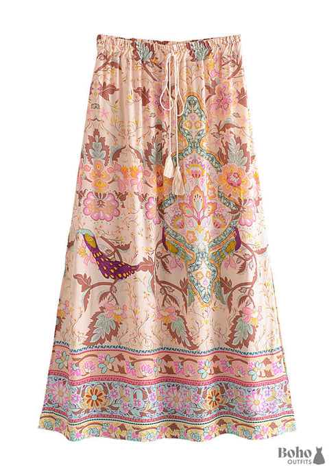 Boho Skirts in Heart Chakra in Pink For Women