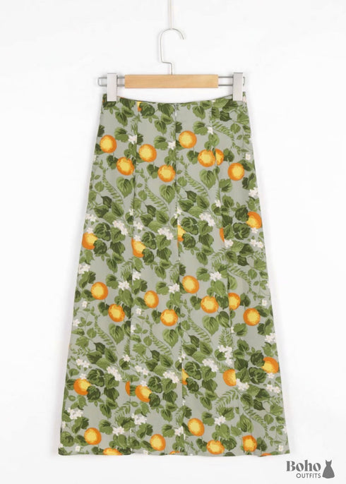 Faldas bohemias en verde jardín Madarin para mujer