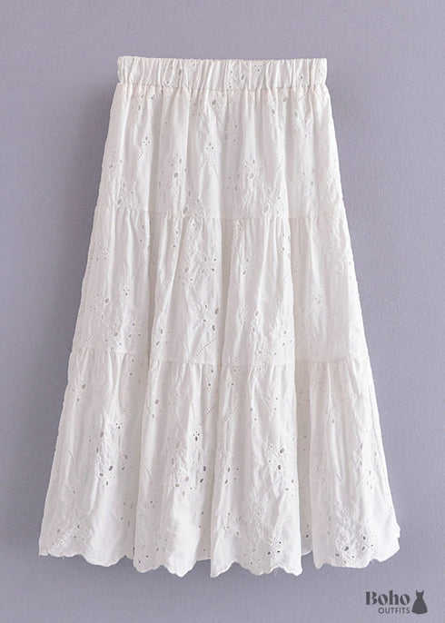 Faldas Boho Mariana en Encaje Blanco, Morado y Negro para Mujer