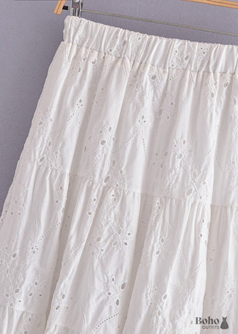 Faldas Boho Mariana en Encaje Blanco, Morado y Negro para Mujer