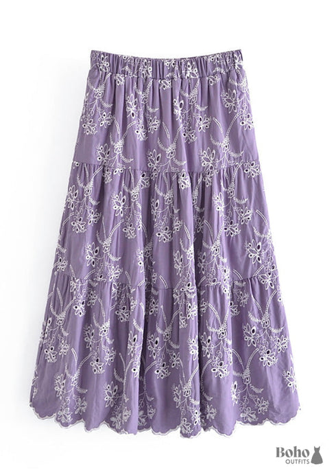 Faldas Boho Mariana en Encaje Blanco, Morado y Negro para Mujer