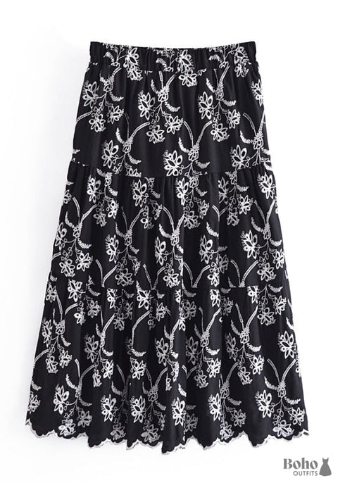 Faldas Boho Mariana en Encaje Blanco, Morado y Negro para Mujer