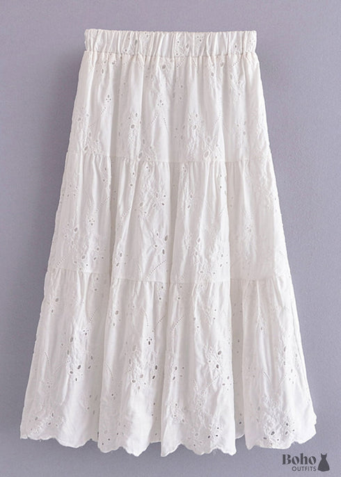 Faldas Boho Mariana en Encaje Blanco, Morado y Negro para Mujer