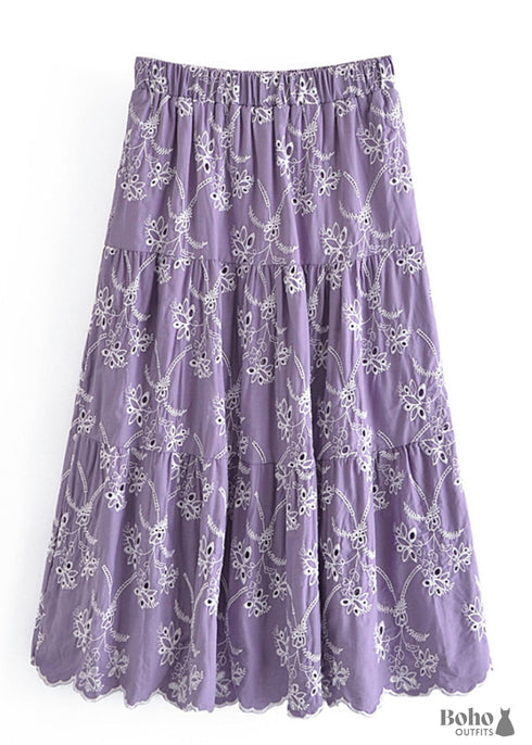 Faldas Boho Mariana en Encaje Blanco, Morado y Negro para Mujer