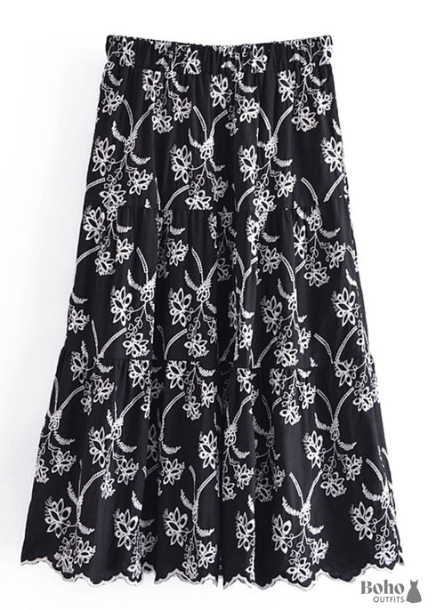 Faldas Boho Mariana en Encaje Blanco, Morado y Negro para Mujer