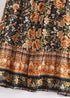 Faldas bohemias con estampado Maryam de flores negras y doradas para mujer