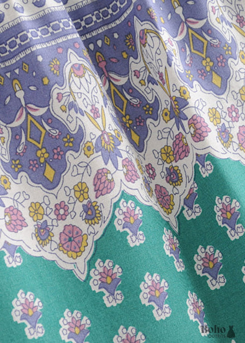 Boho Skirts in Paisley Green For Women