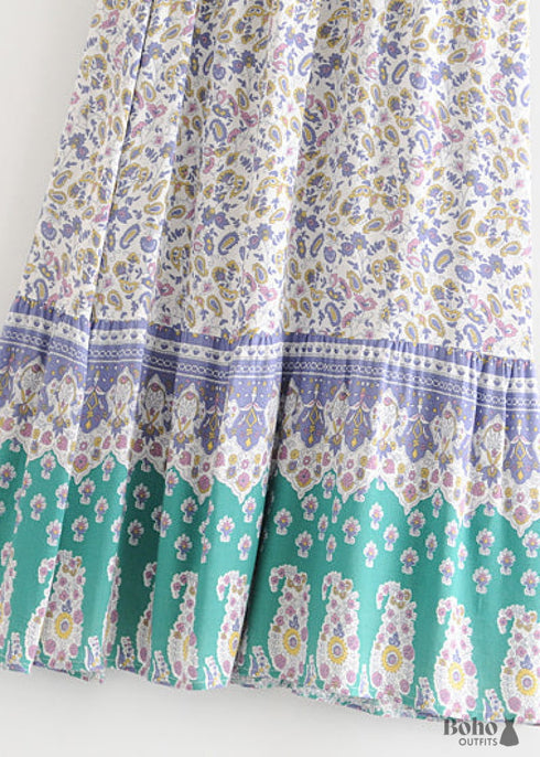 Boho Skirts in Paisley Green For Women