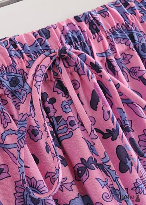 Faldas bohemias con estampado paisley en morado iris para mujer