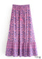Faldas bohemias con estampado paisley en morado iris para mujer