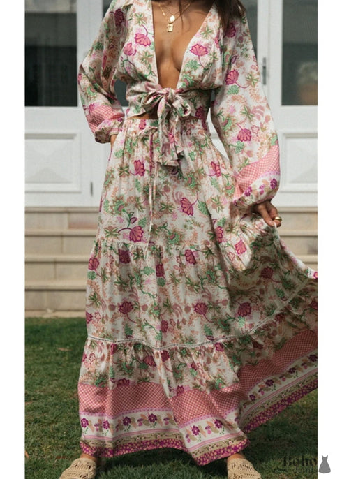 Boho Skirts in Pink India Rose For Women