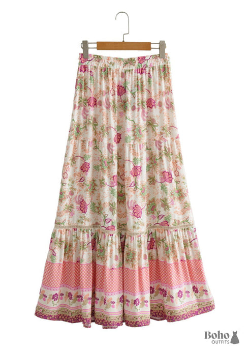 Boho Skirts in Pink India Rose For Women