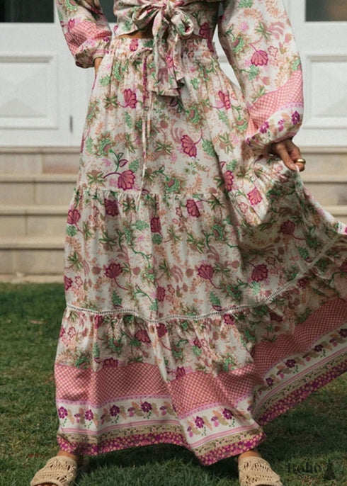Boho Skirts in Pink India Rose For Women