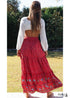 Boho Skirts in Red Crimson For Women