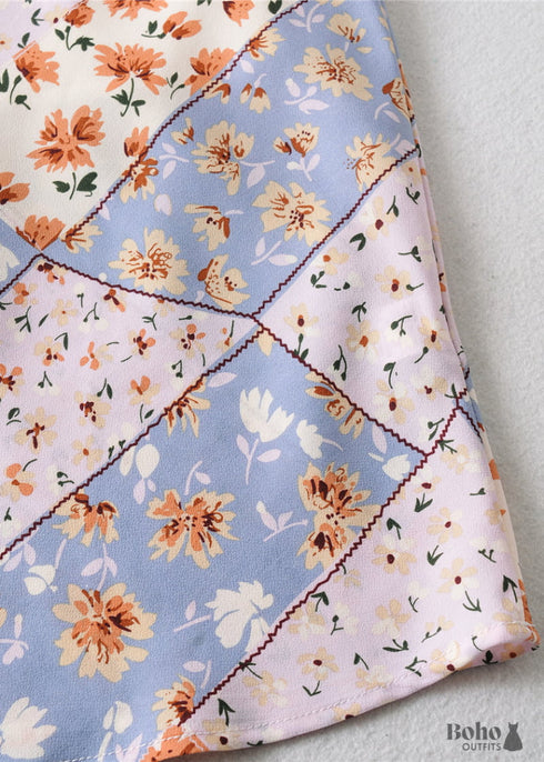 Faldas bohemias en amarillo gypso retro y rosa para mujer