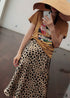 Boho Skirts in Retro Satin Skirt, Paw Black White For Women