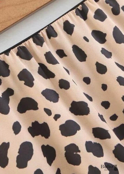 Boho Skirts in Retro Satin Skirt, Paw Black White For Women