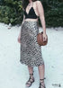 Boho Skirts in Retro Satin Skirt, Paw Black White For Women