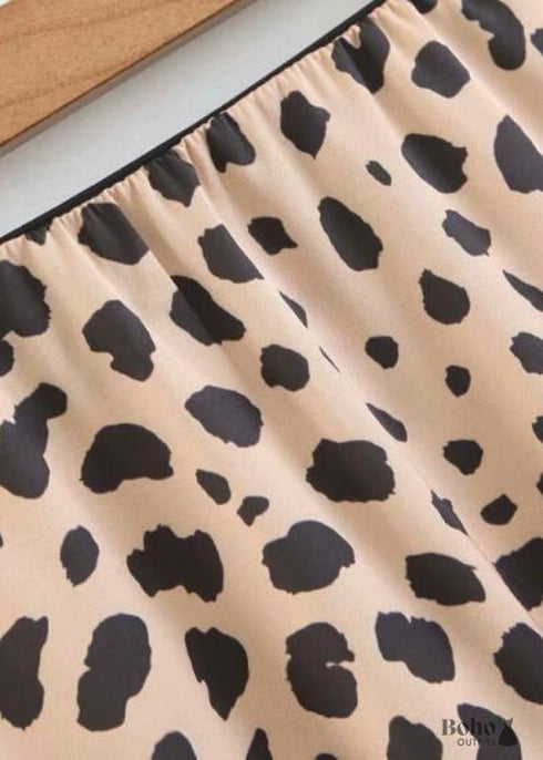 Boho Skirts in Retro Satin Skirt, Paw Black White For Women