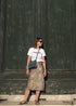 Boho Skirts in Retro Satin Skirt, Paw Black White For Women