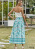 Boho Skirts in Smocked Waist, Bird Garden in Blue For Women