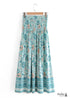 Boho Skirts in Smocked Waist, Bird Garden in Blue For Women