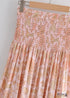 Boho Skirts in Smocked Waist, Bird Garden in Pink Apricot For Women