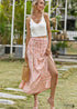 Boho Skirts in Smocked Waist, Bird Garden in Pink Apricot For Women