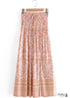 Boho Skirts in Smocked Waist, Bird Garden in Pink Apricot For Women