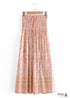 Boho Skirts in Smocked Waist, Bird Garden in Pink Apricot For Women