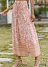 Boho Skirts in Smocked Waist, Bird Garden in Pink Apricot For Women