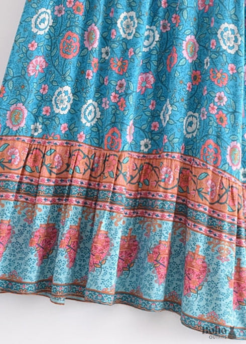 Boho Skirts in Verbena Flower in Blue For Women