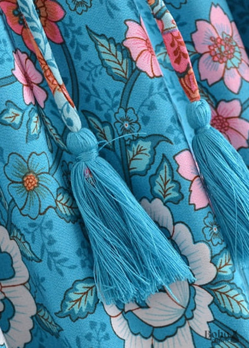 Boho Skirts in Verbena Flower in Blue For Women