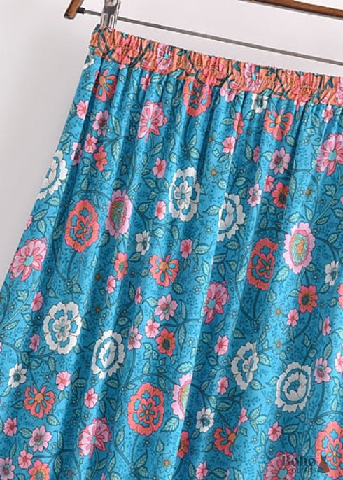 Boho Skirts in Verbena Flower in Blue For Women