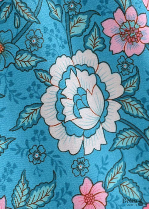 Boho Skirts in Verbena Flower in Blue For Women