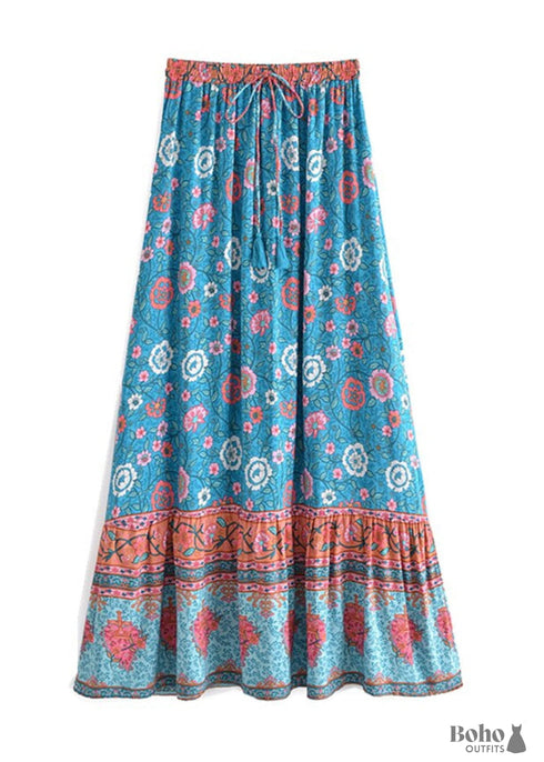 Boho Skirts in Verbena Flower in Blue For Women