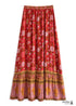 Boho Skirts in Verbena Flower in Red For Women