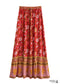 Boho Skirts in Verbena Flower in Red For Women