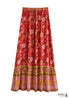 Boho Skirts in Verbena Flower in Red For Women