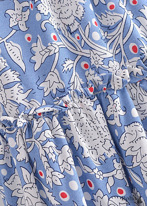 Faldas bohemias cruzadas en tonos azul cielo y margaritas para mujer