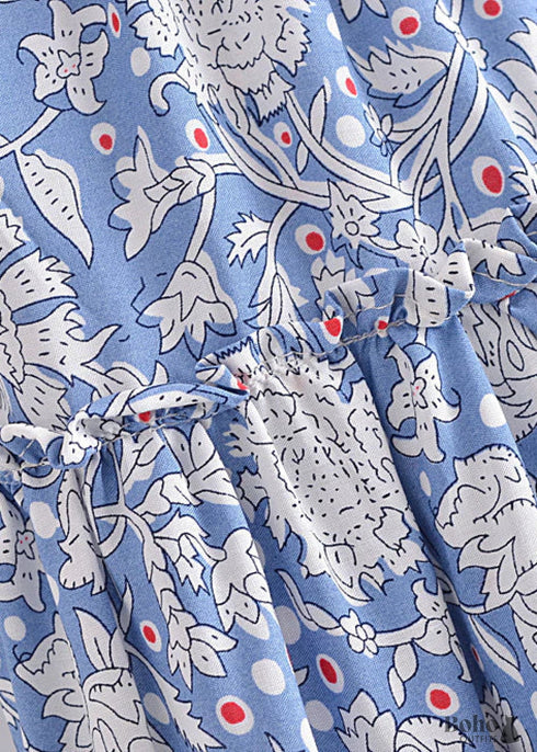 Faldas bohemias cruzadas en tonos azul cielo y margaritas para mujer