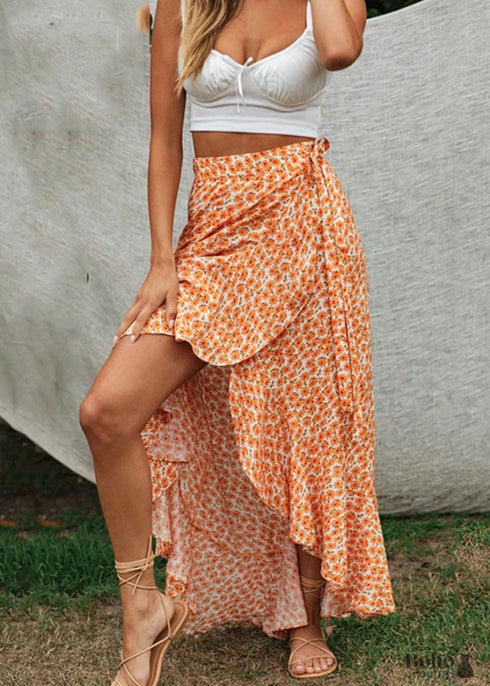 Boho Skirts in Wrap Skirt, Daisy in Saffron For Women