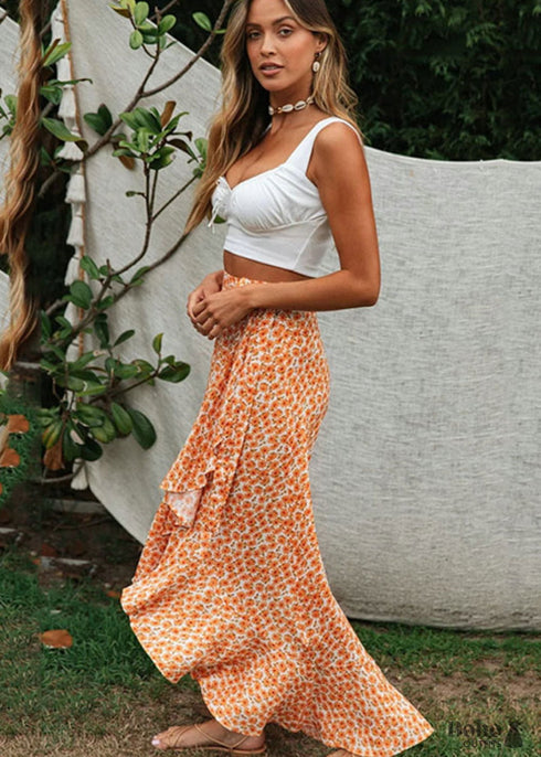 Boho Skirts in Wrap Skirt, Daisy in Saffron For Women