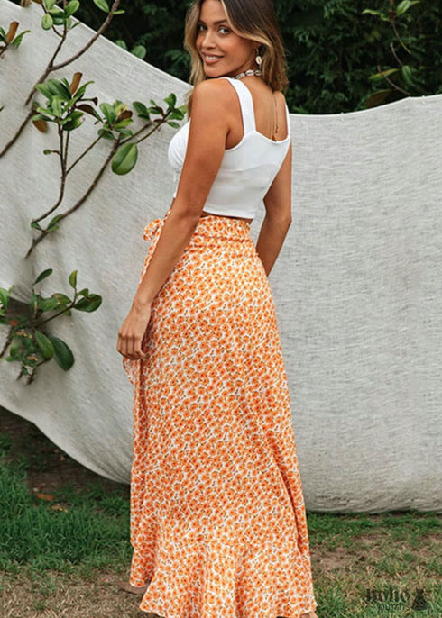 Boho Skirts in Wrap Skirt, Daisy in Saffron For Women