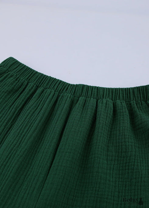 Boho Sleepwear, Pajamas Set, Emily Cotton in Green, Brown and Gray